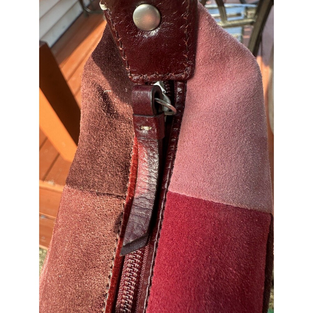 Vintage Y2K Coach Hampton Mosaic Patchwork Suede Top Handle Pouch Pink Purple - Picture 6 of 9